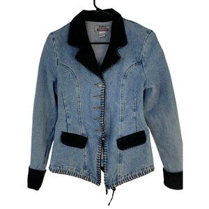 Vintage Denim Corset Jacket Leather Accents Size S By Denimes RX10646